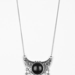Jewelry - Silver and BlacNecklace and Earrings Set